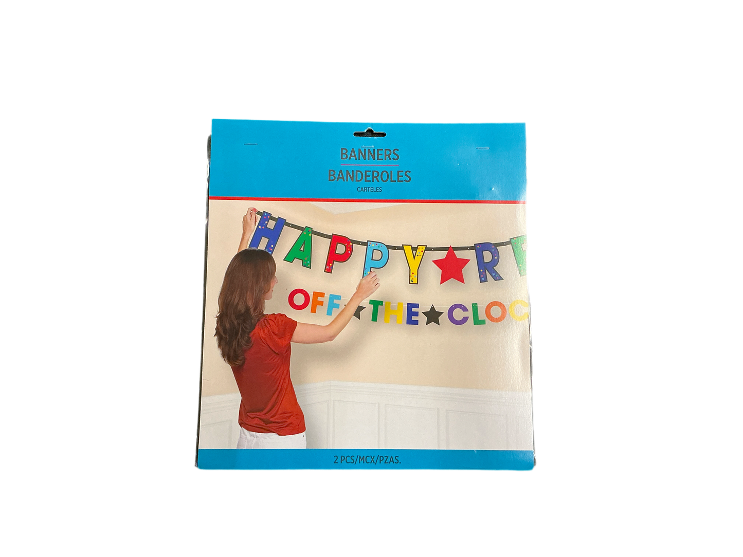 Happy Retirement (off the clock) Banner - Multicolor
Kit includes:
1 letter banner - 12ft long with 10in tall letters
1 mini banner - 6ft long with 4in tall letters
Cord Included