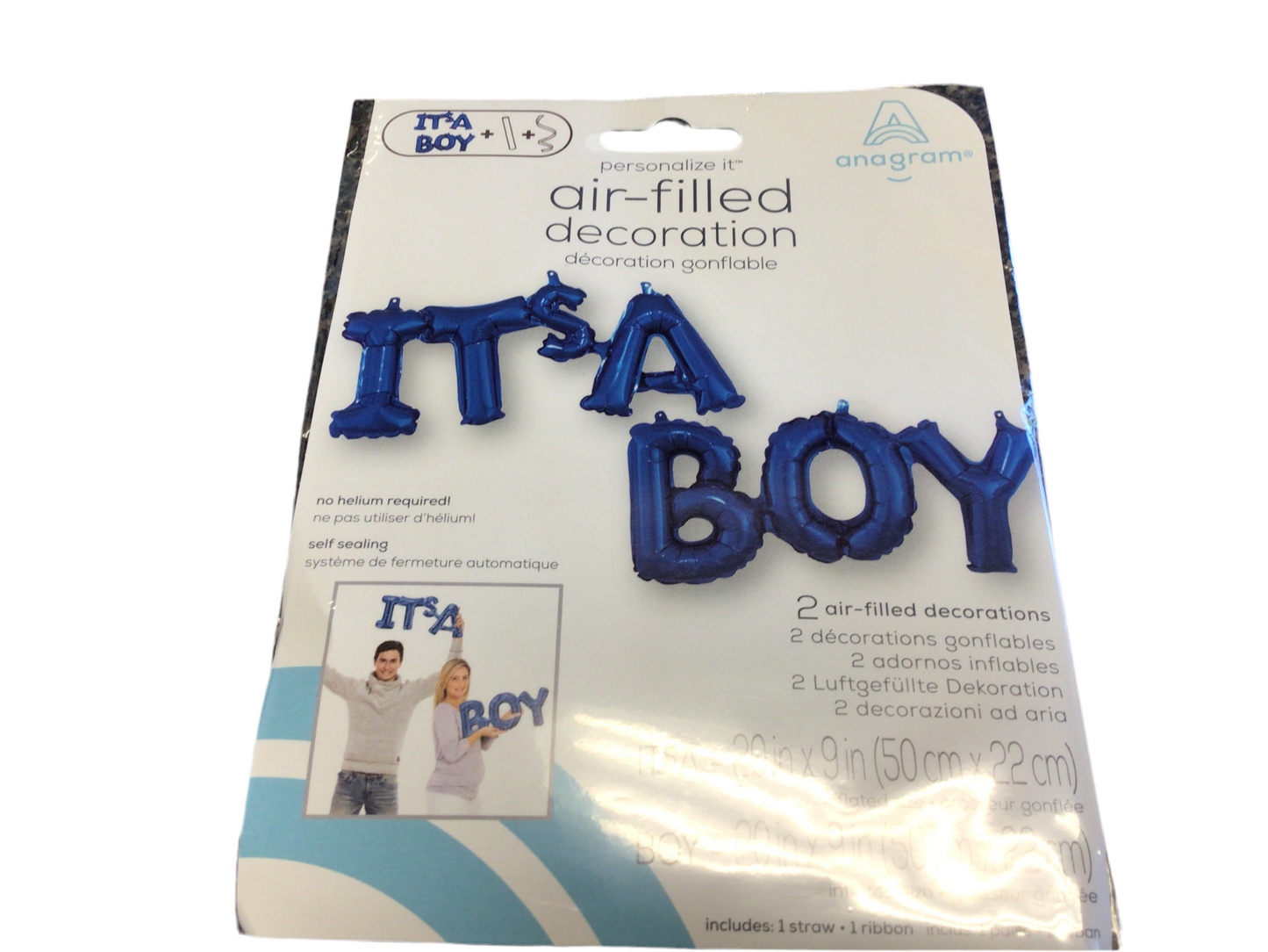 Anagram Air filled Mylar Balloon - Blue It’s A Boy