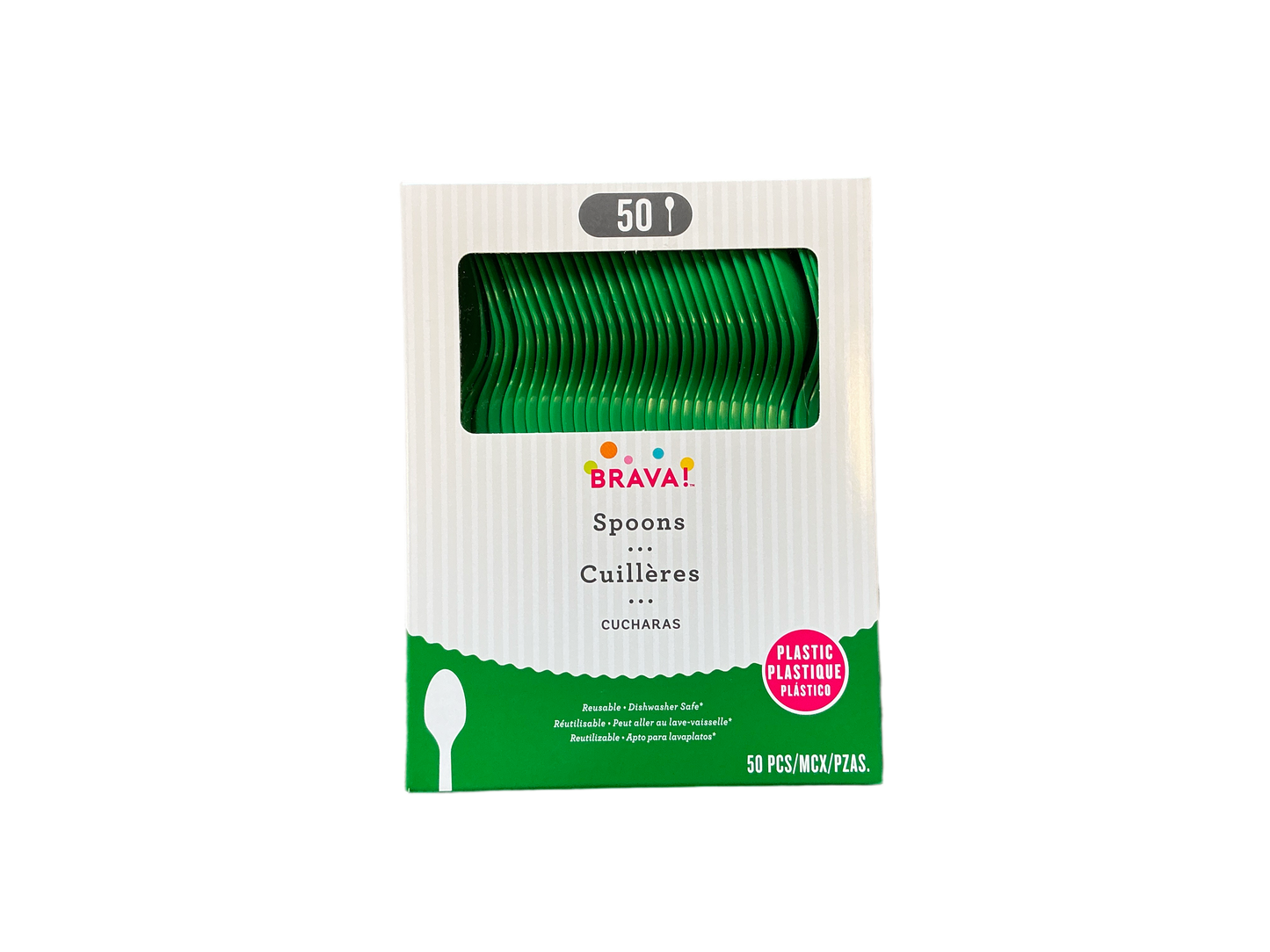 Brava Reusable Plastic Spoons 50PCS Green
Dishwasher safe up to 100 washes