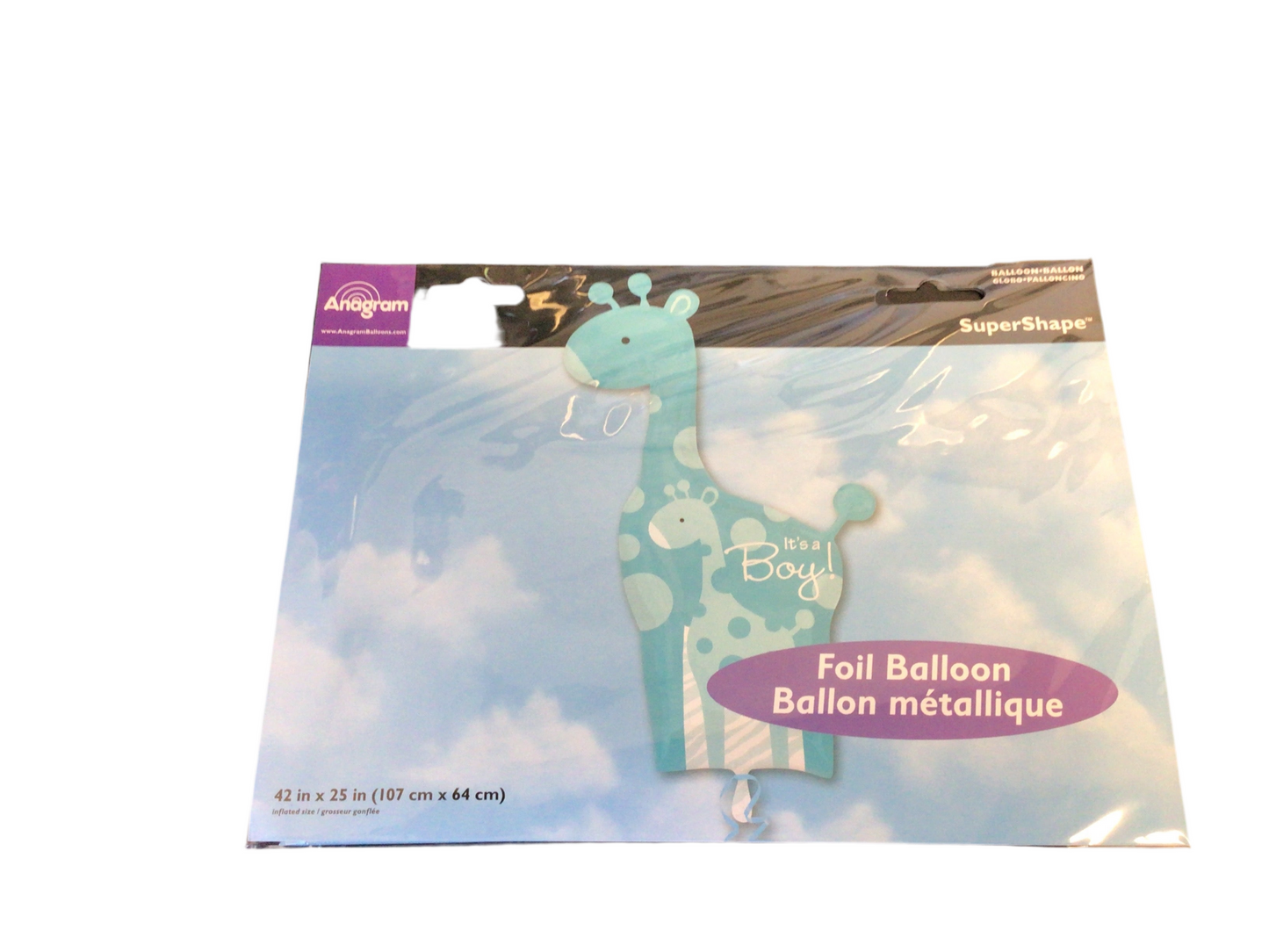 Anagram Supershape Mylar Balloon -Blue giraffe its a boy