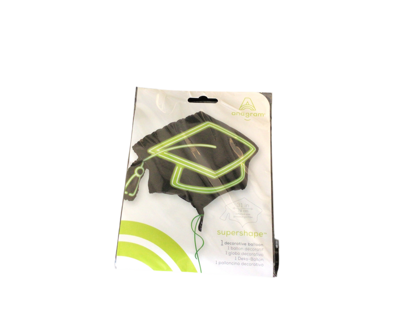 Anagram Supershape Mylar Balloon - grad cap withe emoji face
Inflated size: 31in
Great for grad parties