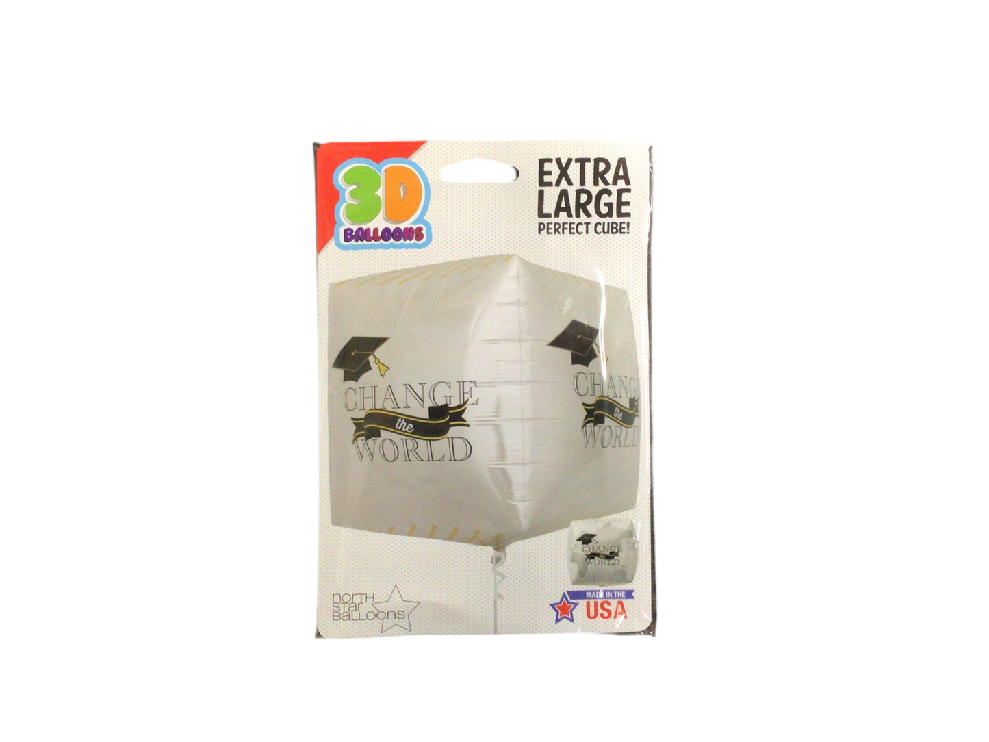 Anagram Standard Mylar Balloon - Cubez Change the World Graduation
Silver cube with black and gold accents
UnInflated size: 17in