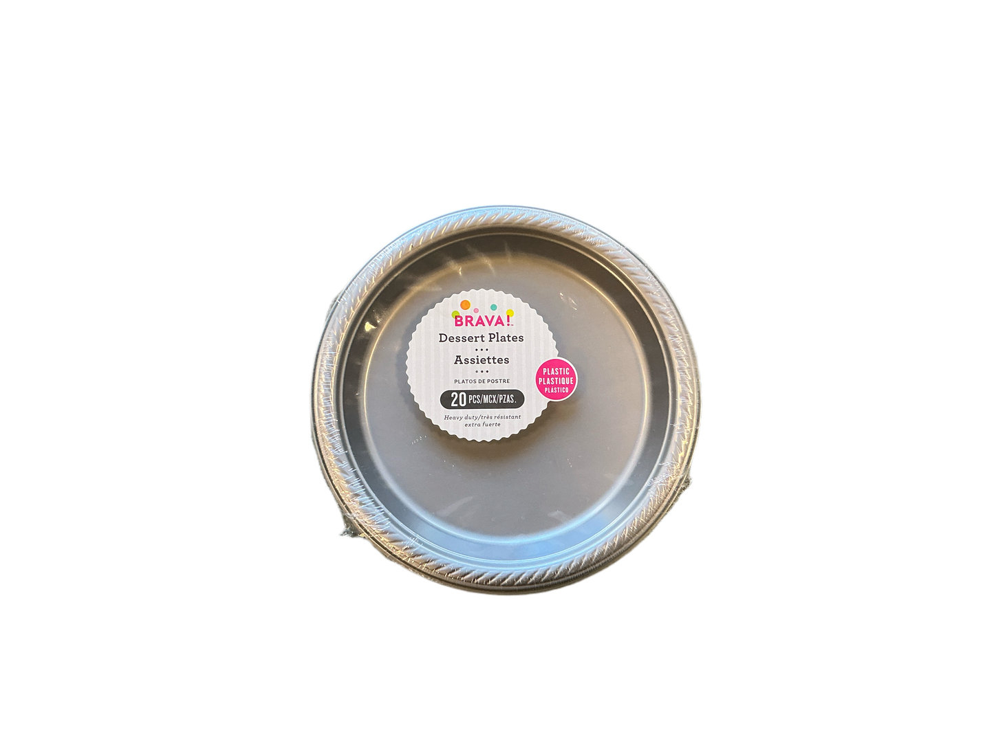 Brava 20PCS Heavy Duty Plastic Dessert Plates Silver
7in