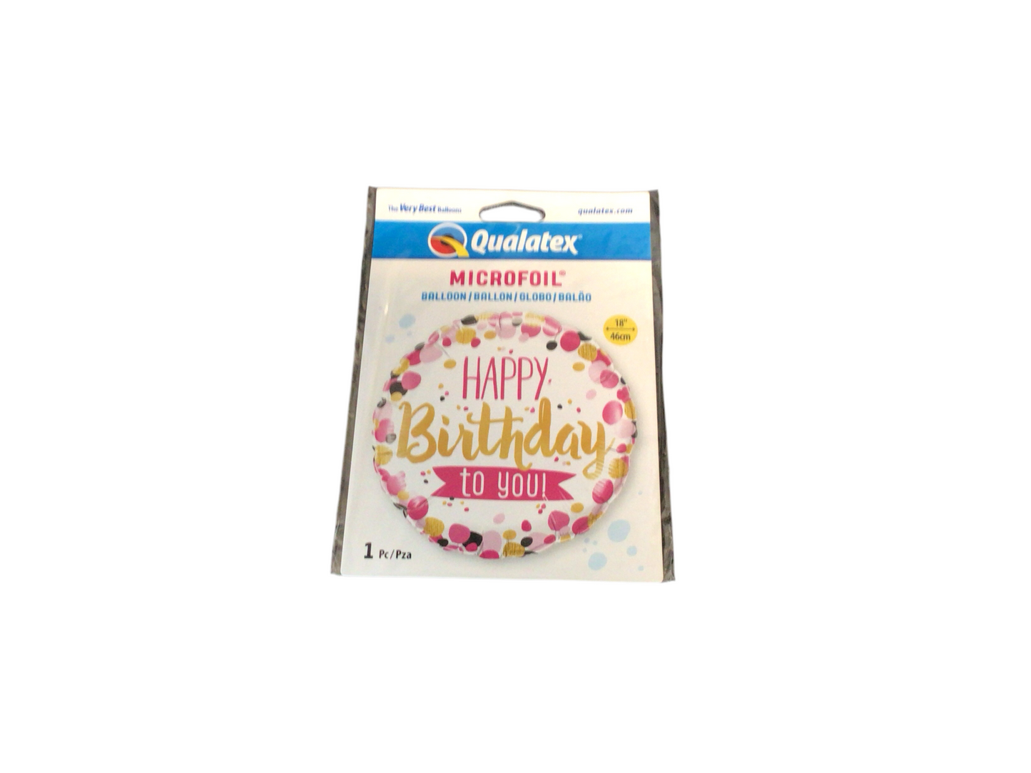 Qualatex Standard Mylar Balloon - Round Pink and Gold Happy Birthday to you