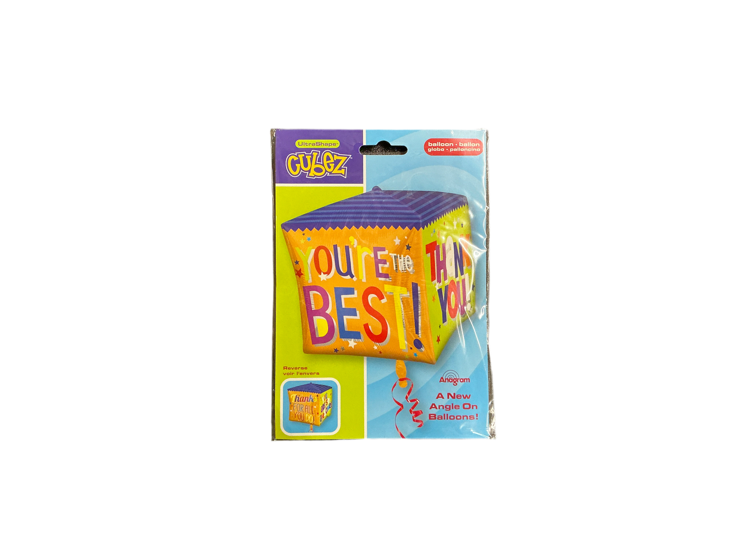 Anagram Standard Mylar Balloon - Cubez You’re the Best/ Thank you!
Multicolor
Inflated size: 15in x 15in