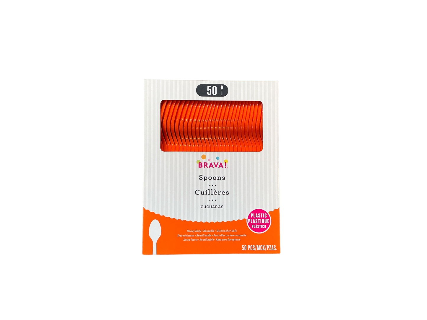 Brava Reusable Plastic Spoons 50PCS Orange
Dishwasher safe up to 100 washes