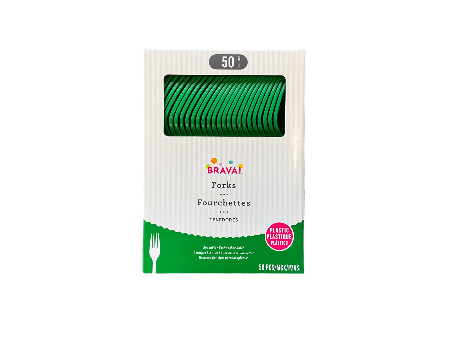 Brava Reusable Plastic Forks 50PCS Green
Dishwasher safe up to 100 washes