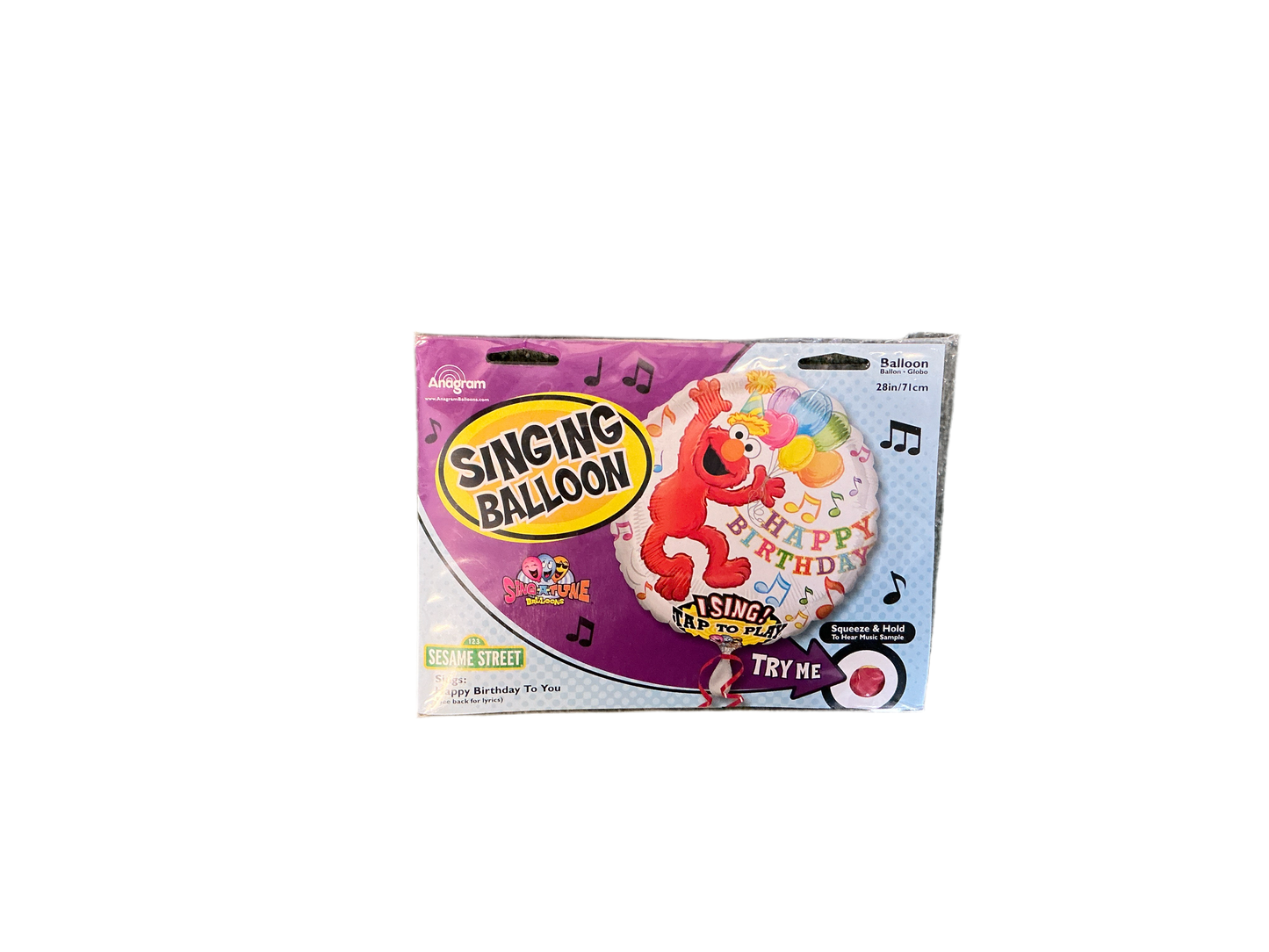 Anagram Singing Mylar Balloon - Happy Birthday Elmo
Sings: Happy Birthday To You
Inflated size: 28in