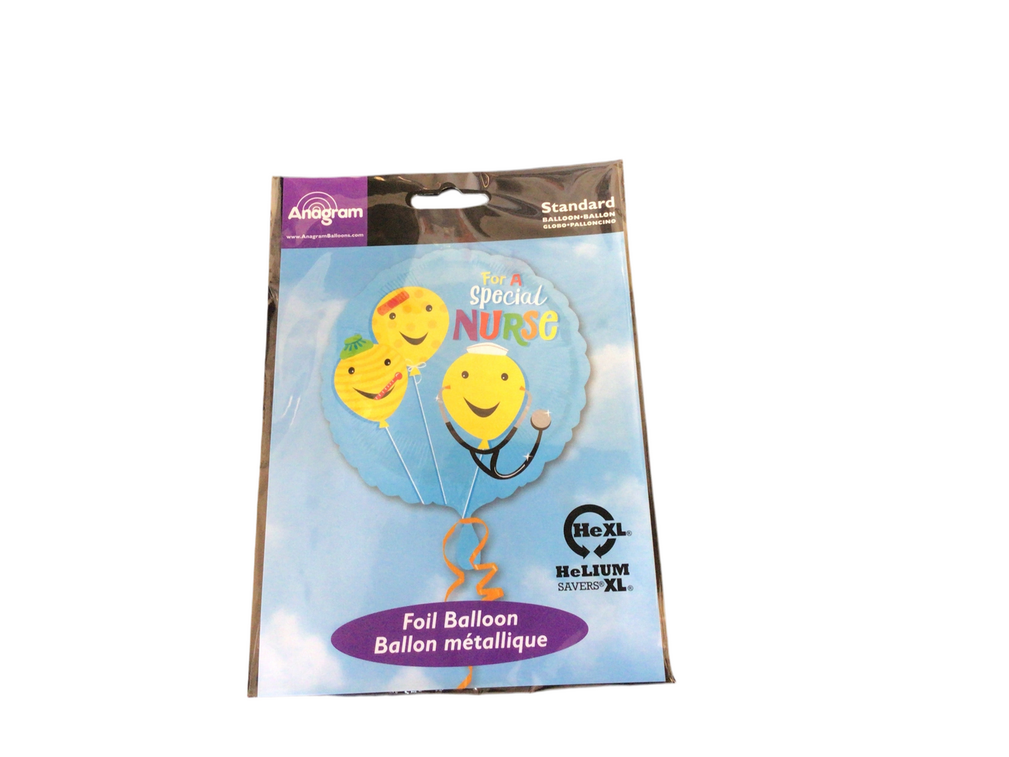Anagram Standard Mylar Balloon - blue with 3 smiley faces with for a special nurse
