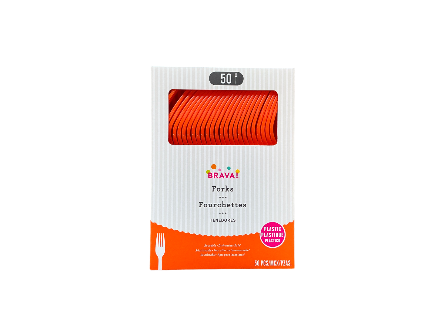 Brava Reusable Plastic Forks 50PCS Orange
Dishwasher safe up to 100 washes