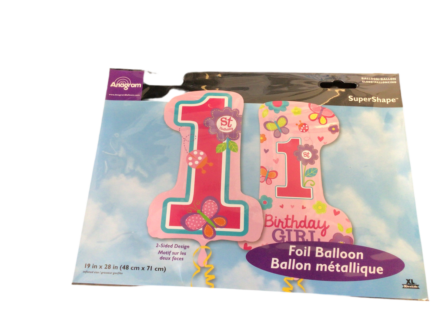 Anagram Supershape Mylar Balloon - #1 Pink 1St Birthday