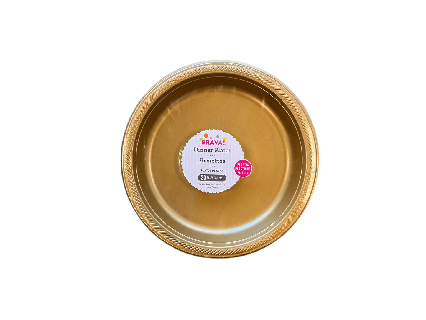 Brava Heavy Duty Plastic Dinner Plates 20PCS Gold
10.25in
