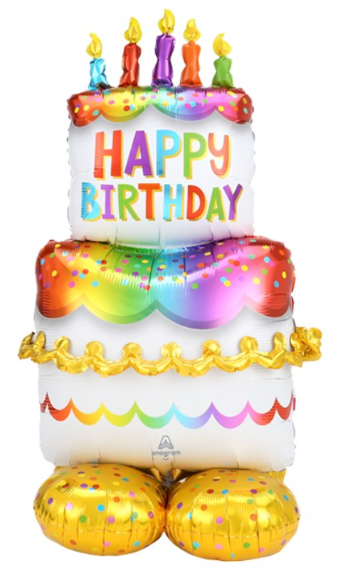 AirLoonz Big Birthday Cake 53in Balloon Display - Party Specialties
