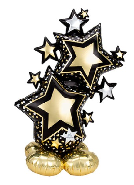 59 inch STAR CLUSTER BLACK & GOLD AIRLOONZ - Party Specialties