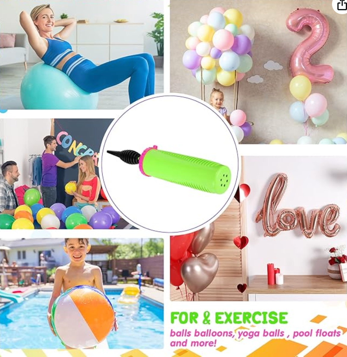 Balloon Air Pump Handheld Air Pump for Balloons, 2 Way Dual Action Manual Balloon Inflator for Birthday Party Decoration Exercise Ball Y - Party Specialties