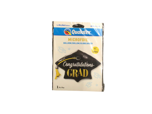 Qualatex XL Supershape Mylar Balloon - Grad Cap Congratulations Grad

Black grad cap with gold tassel

UnInflated size: 41in

Great for graduation parties