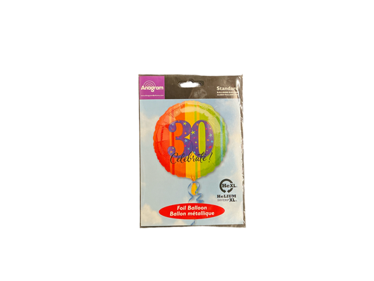 Anagram Standard Mylar Balloon - Round Celebrate! 30

Multicolored stripes

UnInflated size: 17in