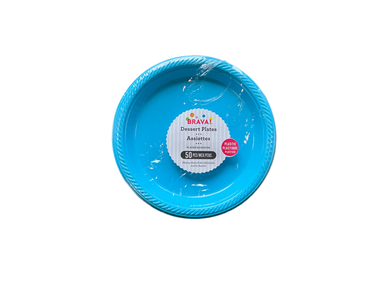 Brava Plastic Dessert Plates 50PCS Light Blue