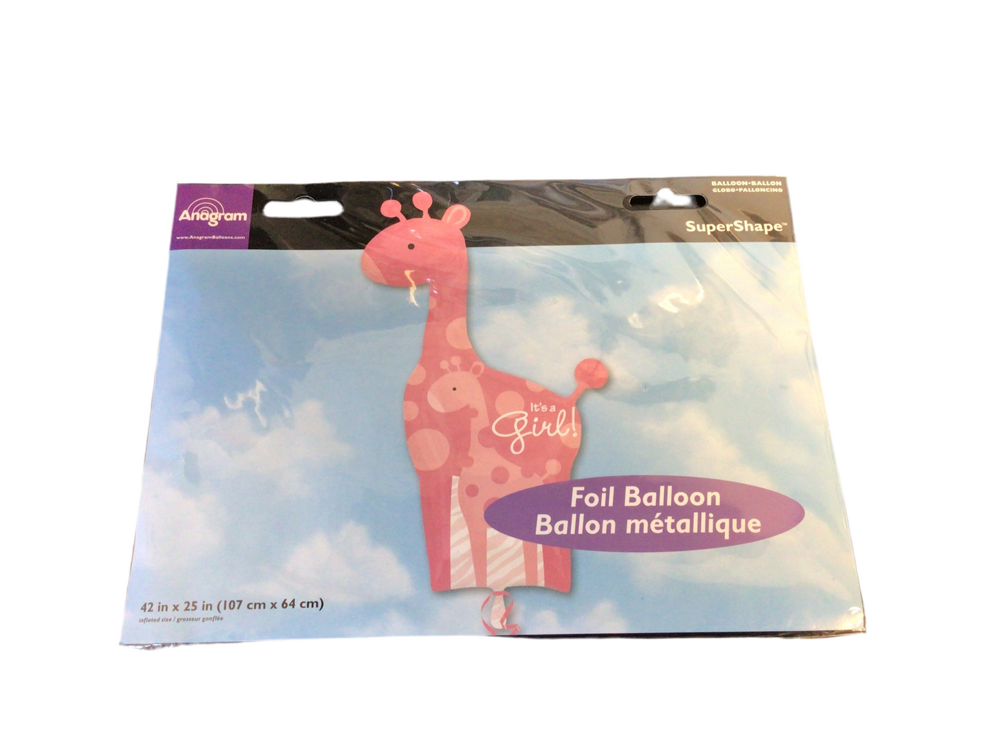 Anagram Supershape Mylar Balloon -Pink giraffe  it’s a girl