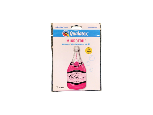 Qualatex XL Supershape Mylar Balloon 

Pink champagne bottle that says Celebrate! In black letters

Inflated size: 39in

Perfect to celebrate any occasion!