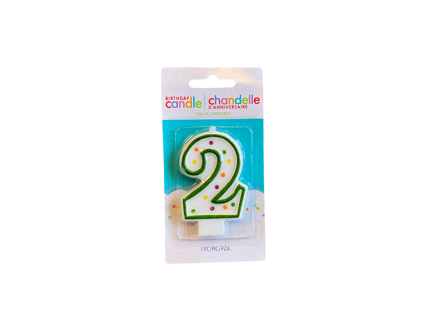 Amscan Number 2 birthday candle

White with green outline and assorted color polka dots