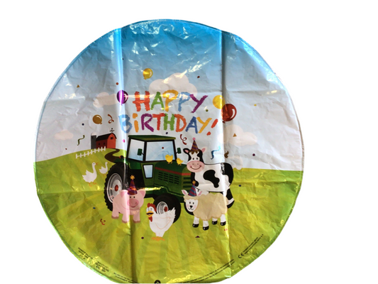Qualatex Standard Mylar Balloon -  Happy Birthday with tractor and barnyard animals