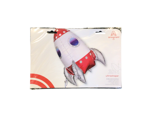 Anagram Ultrashape Mylar Balloon 

3D silver and red rocket ship

Inflated size: 22in x 29in

A favorite for kids!