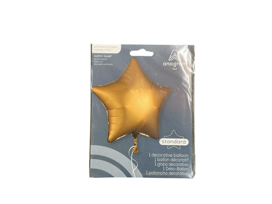 Anagram Standard Mylar Balloon - Star Gold Satin Luxe

Shimmering Matte Metallic Finish

Uninflated size: 19in

Perfect for all occasions