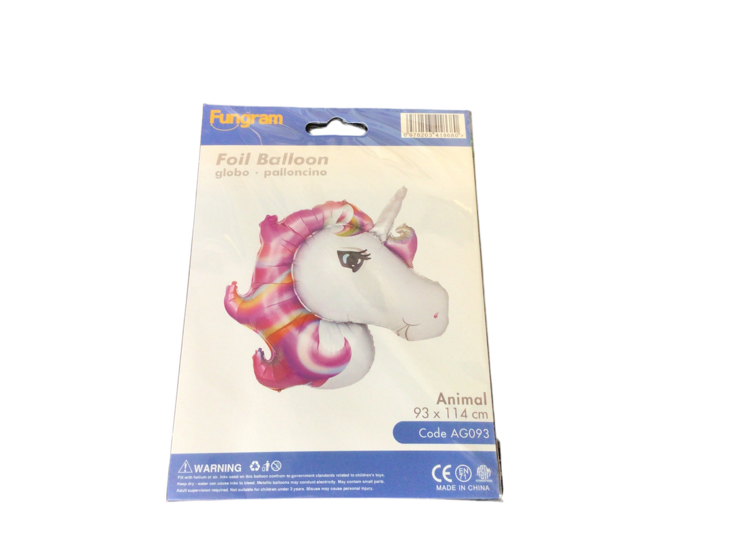 Fungram super shape Ag093 White Unicorn with Rainbow Pink hair