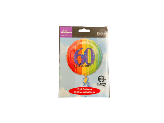 Anagram Standard Mylar Balloon - Round Celebrate! 60

Multicolored stripes

UnInflated size: 17in