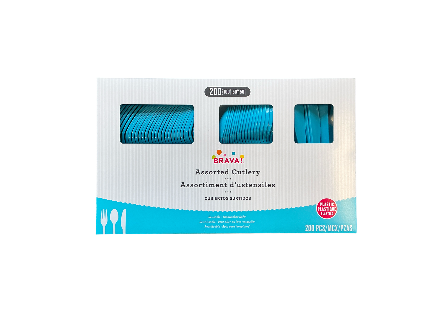Brava Reusable Assorted Plastic Cutlery 200PCS Light Blue

Dishwasher safe up to 100 washes
