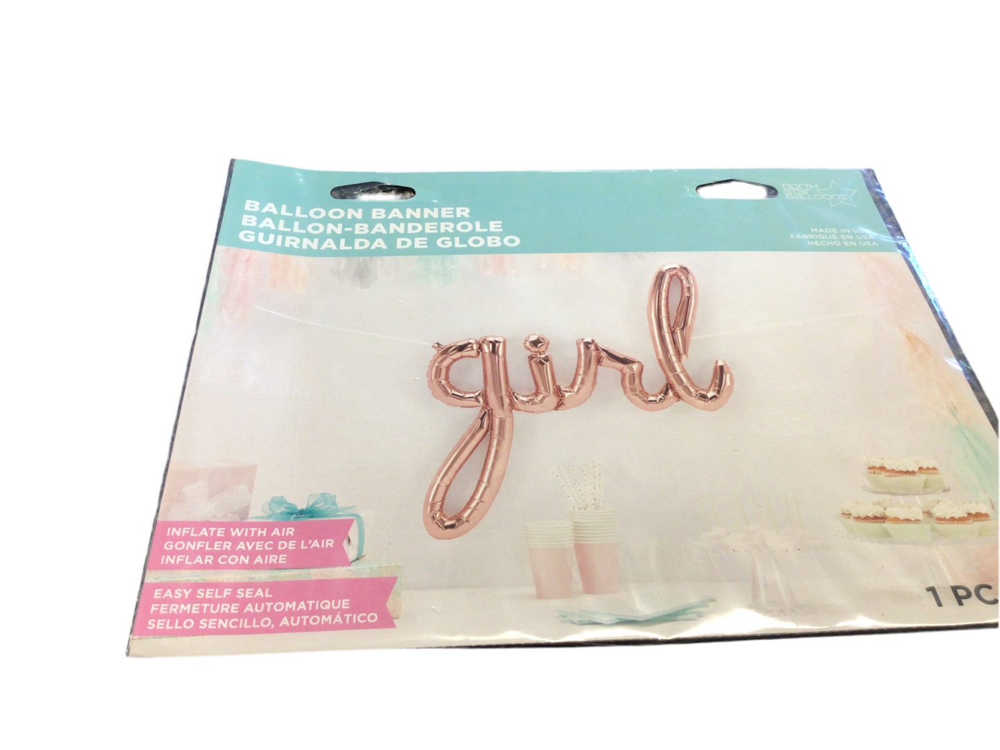 North star Air filled Script Mylar Balloon - Rose Gold Girl