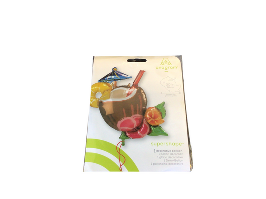 Anagram Supershape Mylar Balloon - Coconut drink with umbrella