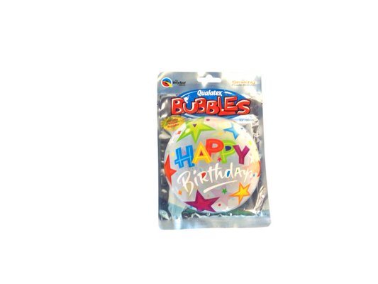 Qualatex Standard Bubble Balloon - Clear happy birthday clear bubble with Stars