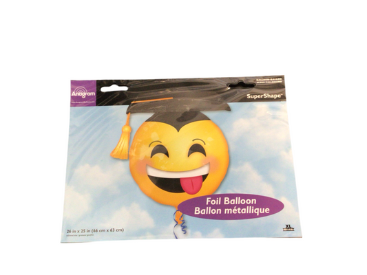 Anagram Supershape Mylar Balloon -Emoji with Grad cap