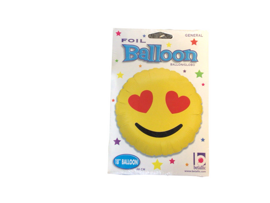 Betallic Standard Mylar Balloon - Yellow emoji with heart eyes