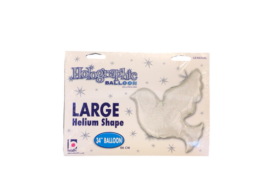Betallic Supershape Mylar Balloon 

Silver Holographic Dove

Inflated size: 36in

Perfect for weddings!