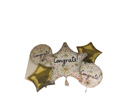 Anagram Mylar 5pc Balloon Boquet- Congrats confetti sprinkle