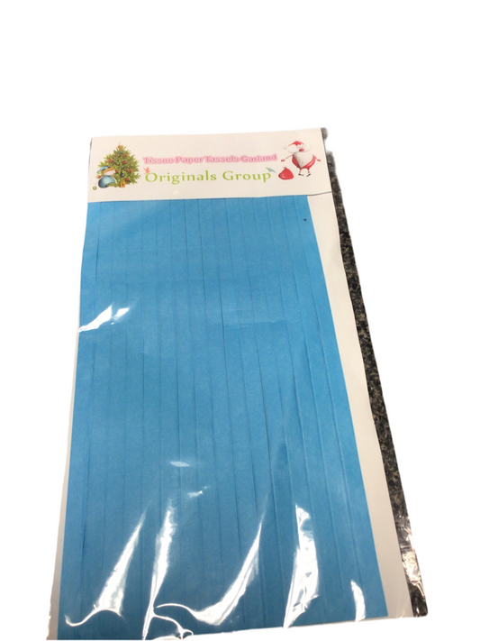 Tissue Paper Tassels Garland blue