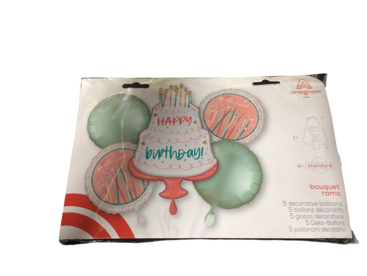 Anagram Mylar 5pc Balloon Boquet- Happy Cake Day