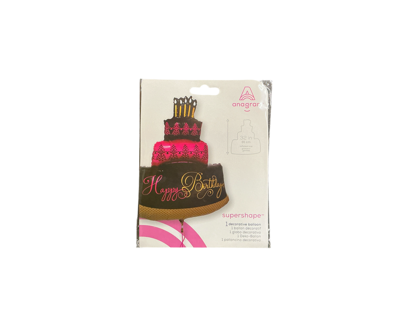Anagram Supershape Mylar Balloon - Happy Birthday Cake

Pink, Black and Gold 3 Tiered Cake

Inflated size: 28in x 32in