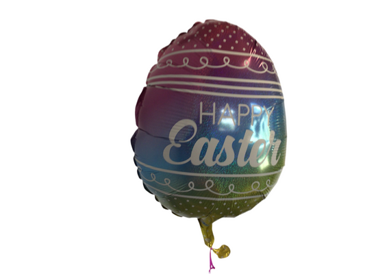 Betallic Standard Mylar Balloon - Pastel  shiny egg with Happy Easter on it