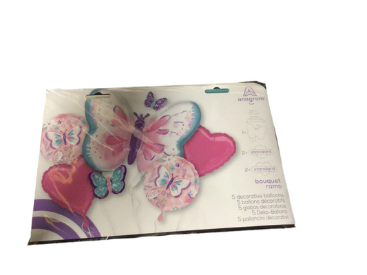 Anagram Mylar 5pc Balloon Boquet-Butterfly