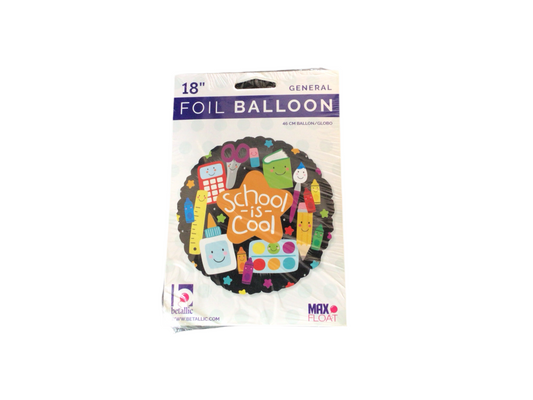 Betallic Standard Mylar Balloon - School is cool with school supplies