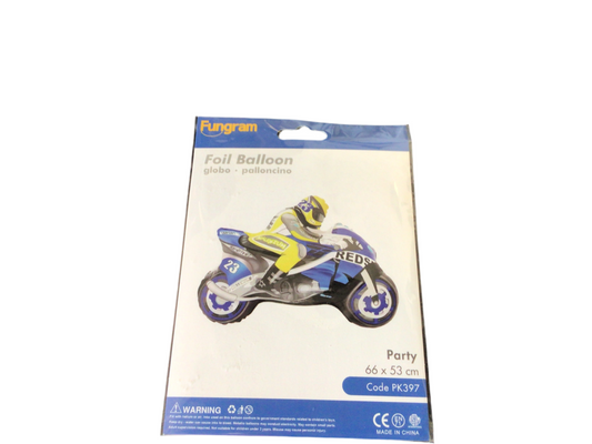 Fungram super shape Pk397 Motorcycle Blue with Rider in Yellow jumpsuit