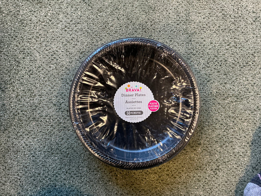 Brava Plastic Dinner Plates 50PCS Black