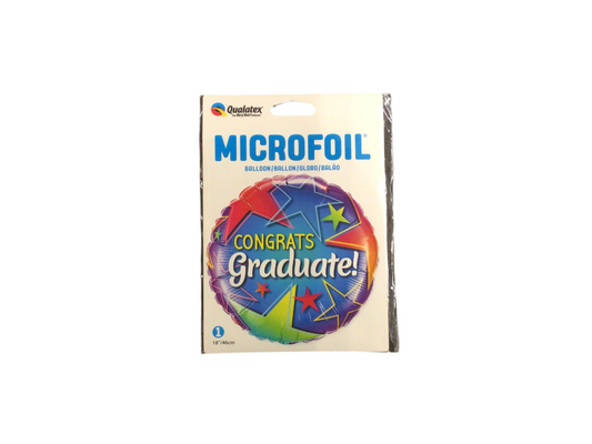 Qualatex Standard Mylar Balloon - Round Congrats Graduate 

Multicolor stars surrounding the lettering

UnInflated size: 18in

Perfect for all celebrating all the graduates in your life!