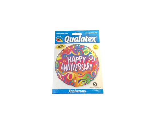 Qualatex Standard Mylar Balloon - multi colored with confetti and streamers