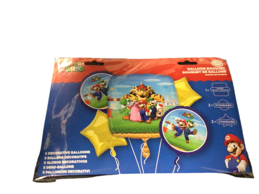 Anagram Mylar 5pc Balloon Boquet- Mario Bros