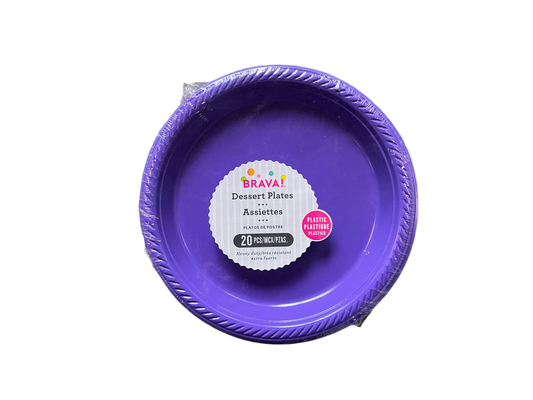 Brava 20PCS Heavy Duty Plastic Dessert Plates Purple